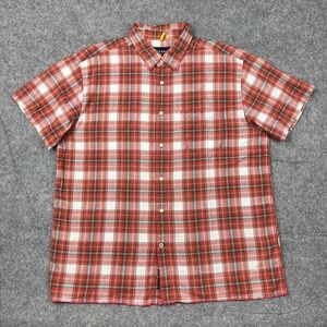 Nautica Shirt‎ Mens 2XL XXL Orange Plaid Short Sleeve Button Up Cotton Y2K 90s